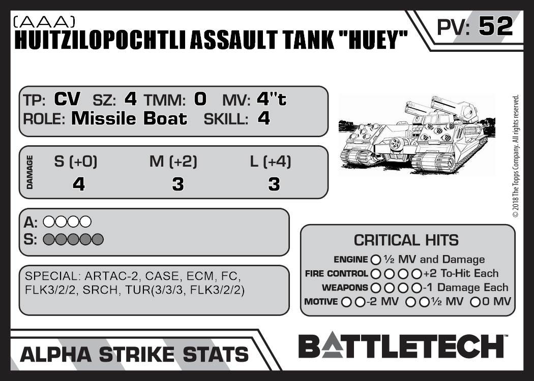 Alpha Strike Vehicle of the Moment: Huitzilopotchtli