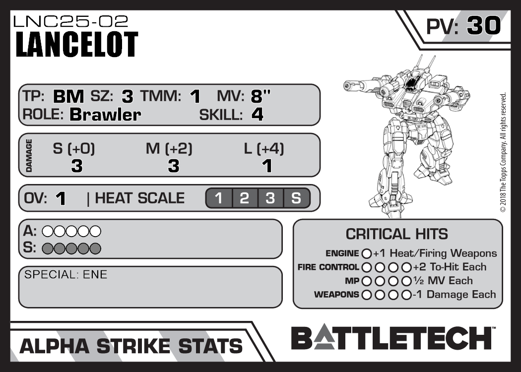 Lancelot | Alternate Battletech Miniature | LNC25 | Mechwarrior